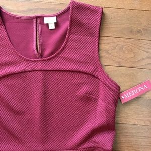 NWT Textured Maroon Sleeveless Flare Dress